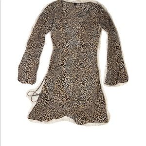 H&M cheetah print wrap dress XS